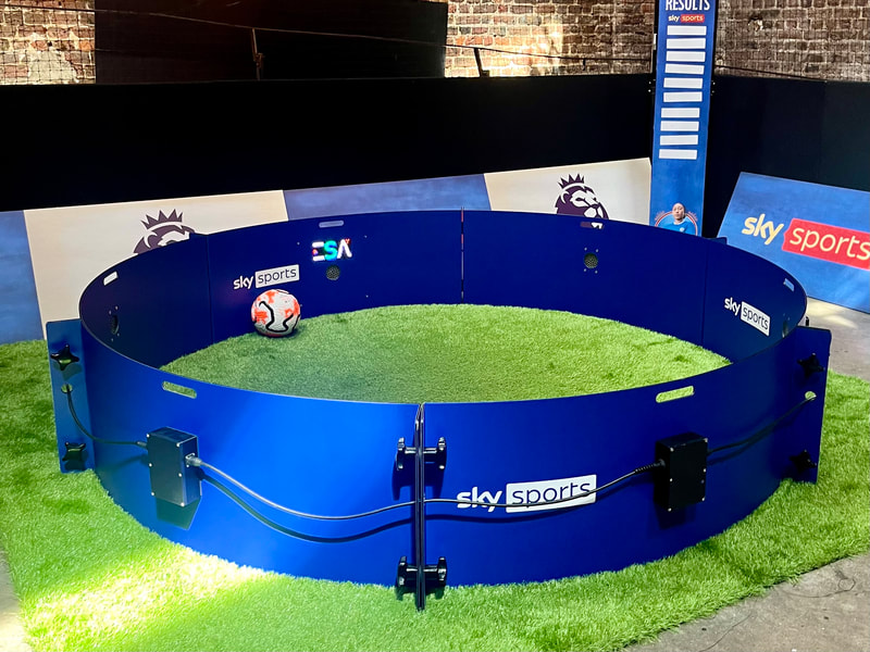 Fast feet football simulator for larger exhibition stands. 